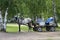 Old russian traditional carriage with horse