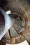 Old rusted lighthouse winding stair in patagonia