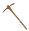 Old rusted pick axe and handle isolated