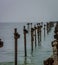 Old rusted pier made of iron