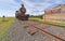 Old rusted steam locomotive in Encarnacion. In Paraguay there is no more rail traffic today.