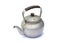 Old rustic aluminum kettle isolated on white background