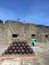 Old, rustic fort in Old San Juan, Puerto Rico with cannonballs