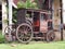 Old rustic vintage hourse-drawn four wheels cab carriage