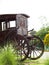 Old rustic vintage hourse-drawn four wheels cab carriage