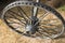 Old rustic wheel, wood and metal.