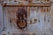 Old rustic wooden door with knob
