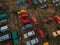 Old rusty abandoned retro cars, aerial view