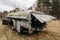 Old rusty abandoned Soviet fire truck in Chernobyl