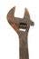 Old Rusty Adjustable Wrench (Spanner) on White Background