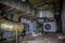 Old rusty air conditioning system in abandoned Soviet bunker