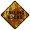 Old rusty American road sign - Falling rocks, Pennsylvania, Hawaii, Massachusetts, and New Hampshire