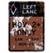 Old rusty American road sign - HOV 2+ Time LEFT LANE