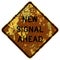 Old rusty American road sign - New signal ahead, Michigan