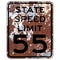 Old rusty American road sign - State speed limit New York