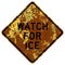 Old rusty American road sign - Watch for ice, Pennsylvania