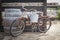 Old Rusty Antique Bicycle and Wine Barrel