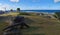 An old rusty cannon on the edge of coastline in Le Moule town in Guadeloupe