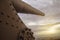 Old and rusty cannon at sunset in canakkale, looking up and ready to fire