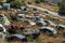 Old rusty corroded cars in car scrapyard