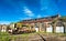 Old rusty diesel locomotive at Gyumri Depot in Armenia