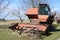 Old rusty disassembled combine harvester.Old Soviet combine