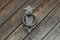 Old Rusty Door Knocker on Solid Wooden Gate, Prague, Czech Republic, Europe