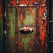 an old rusty door with paint on it