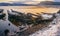 An old rusty fishing boat abandoned by a storm on the shore. Graveyard of ships