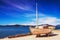 An old rusty fishing boat in the village of Petriti, Corfu