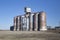 Old rusty grain elevators in the farmland in Colorado, Kansas, Oklahoma, Missouri