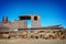 Old rusty locomotive abandoned in the train cemetery of Uyun, Bolivia