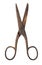 Old rusty metal scissors isolated clipping path.