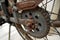 Old rusty motorcycle or motorbike parts looks very vintage with rusty chain