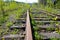 Old rusty rails of an abandoned railway