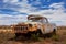 Old rusty relic car in Australian outback