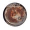 Old rusty round metal plate