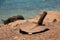 Old rusty shovel on the beach