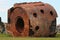 Old rusty stator of large electric generator