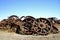 Old rusty steel tractor wheels