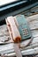 An old rusty telephone inside an abandoned building in Wanli UFO Village, Taiwan