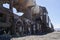 old rusty trains at the antique train cemetery close to the salt flats of Uyuni in Bolivia