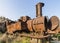 Old rusty trains in the old Beirut train station in Mar Mikhael Lebanon