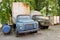 Old rusty trucks made in the USSR, brands GAZ and ZIL