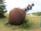 Old rusty unused buoy from sea