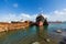 Old rusty vessels in a Scrap yard