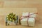 Old rusty vintage present gift box wrapped with US dollar money