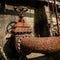 Old rusty water pipe and big valve