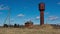 Old rusty water tower timelapse