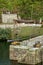 Old Sailing Lugger canons and barrels in Historic Port of Charlestown